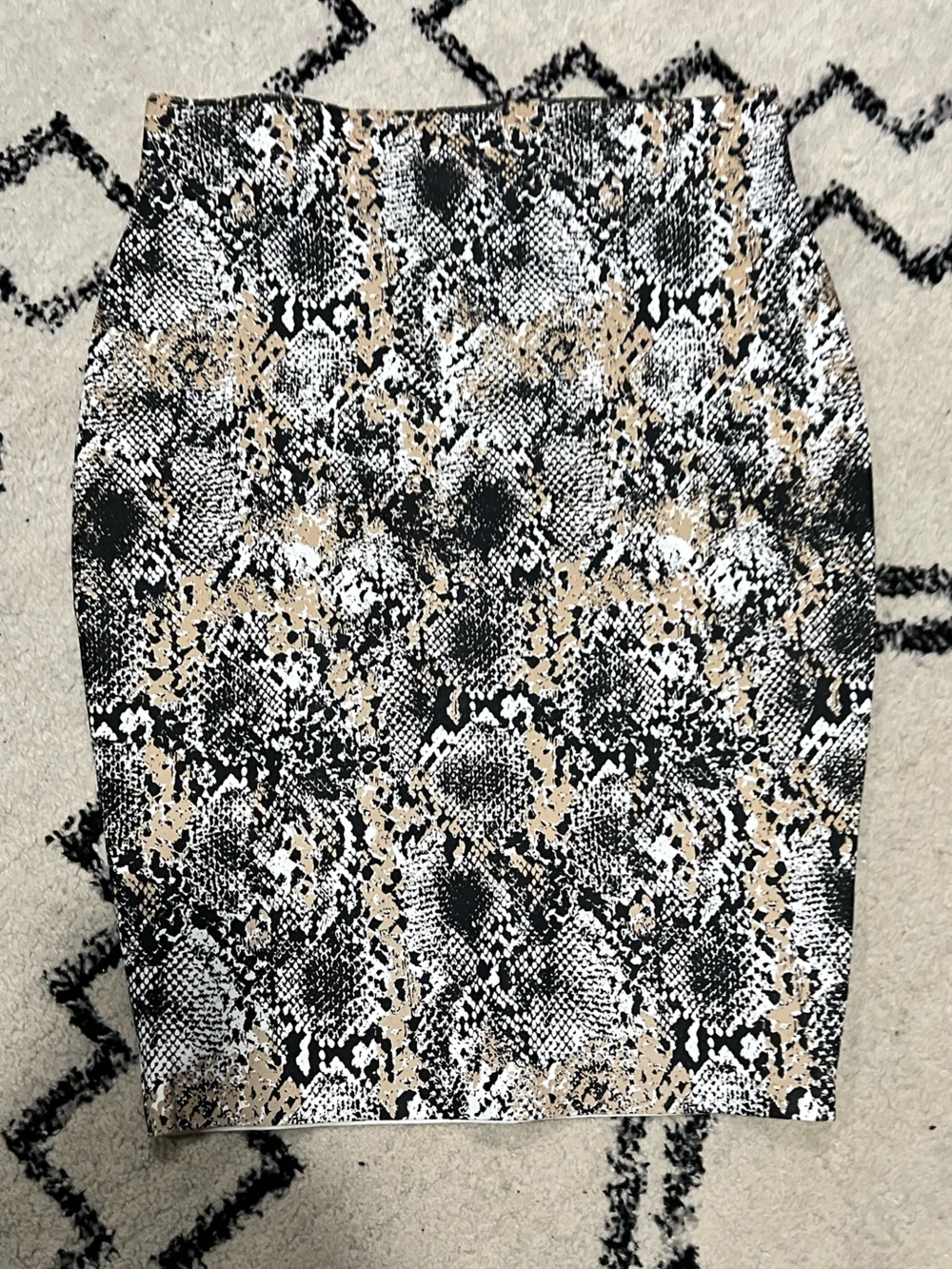 Shinestar Snake Print Fabric Panel in Black, White & Beige